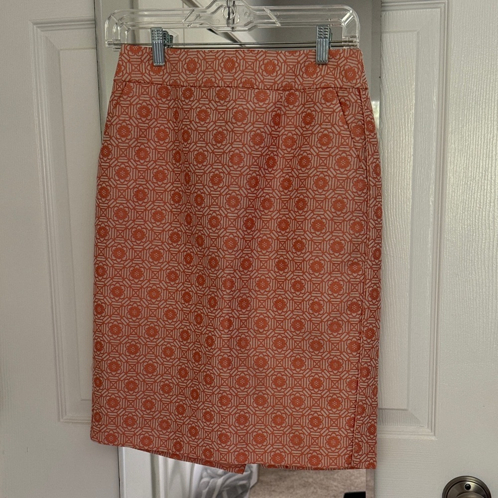 Banana Republic Orange Patterned Pencil Skirt